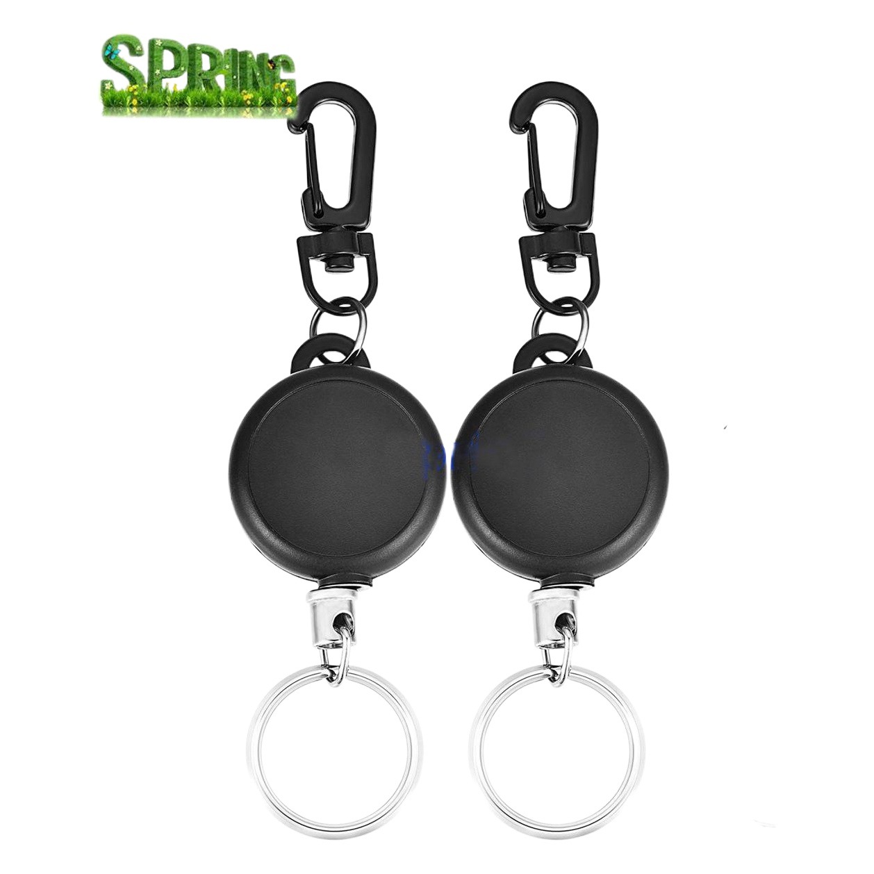 Cross-Border 35mm High Elasticity Easy-Pull Steel Wire Automatic Retractor Easy-Pull Buckle Anti-Theft and Anti-Lost Keychain