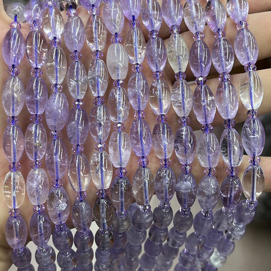 Picture of Natural amethyst rice beads light loose beads bracelet necklace diy material light amethyst bracelet crystal jewelry accessories