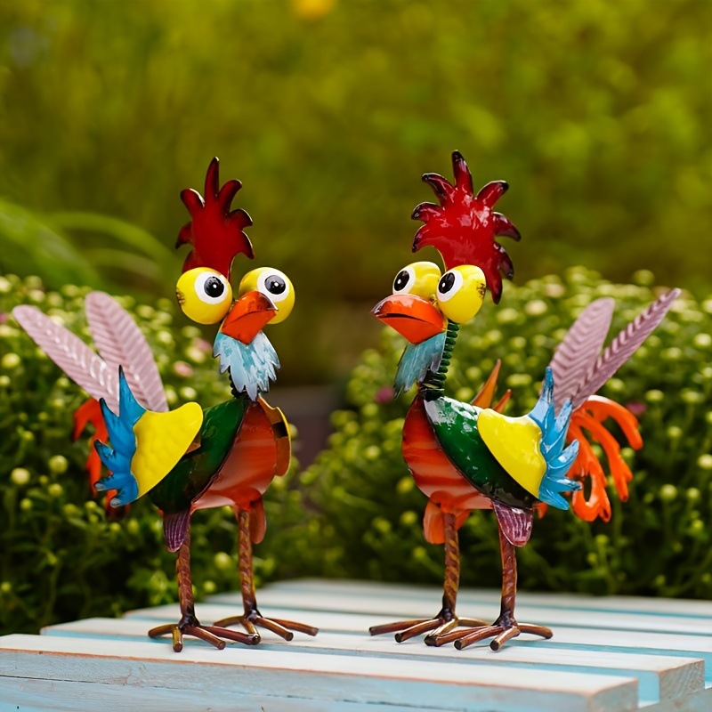 Cross-border new courtyard colorful rooster decoration garden decoration iron crafts outdoor creative decorations
