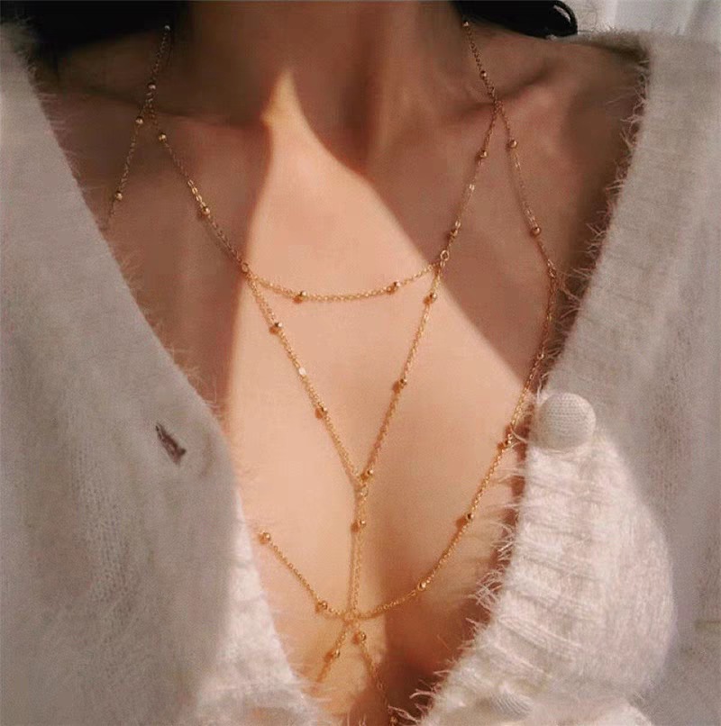 New European and American Metal Woven Bikini Body Chain Women's Sexy Nightclub Beach Holiday Waist Chain Beauty Back Chain Chest Chain