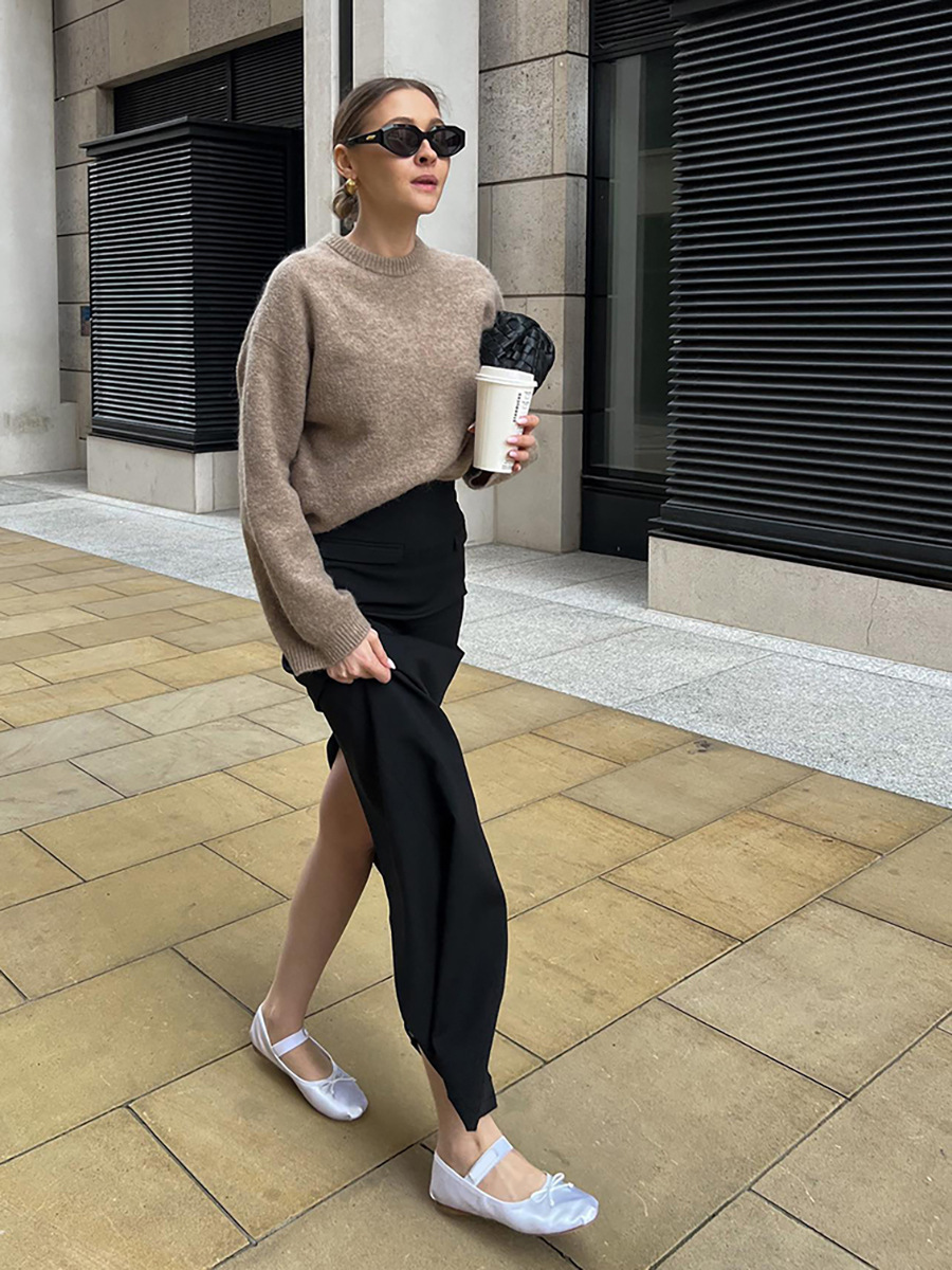 Picture of Black Sexy Slim Slit High Waist Fishtail Floor Mopping Skirt 2023 European and American New Autum Fashion Export Women