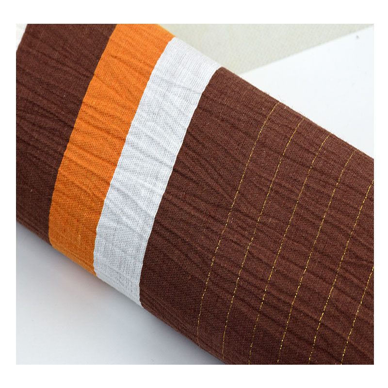 Picture of Nylon monofilament gold and silver silk nylon hemp horizontal stripe yarn-dyed fabric women's clothing fabric