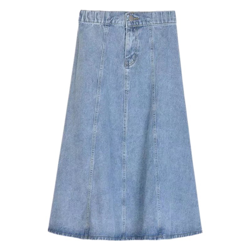 2025 New Summer and Autumn Denim Skirt A-Line Mid-Length Half-Length Over-The-Knee Fashionable Loose Slimming Look Skirt with Large Hem