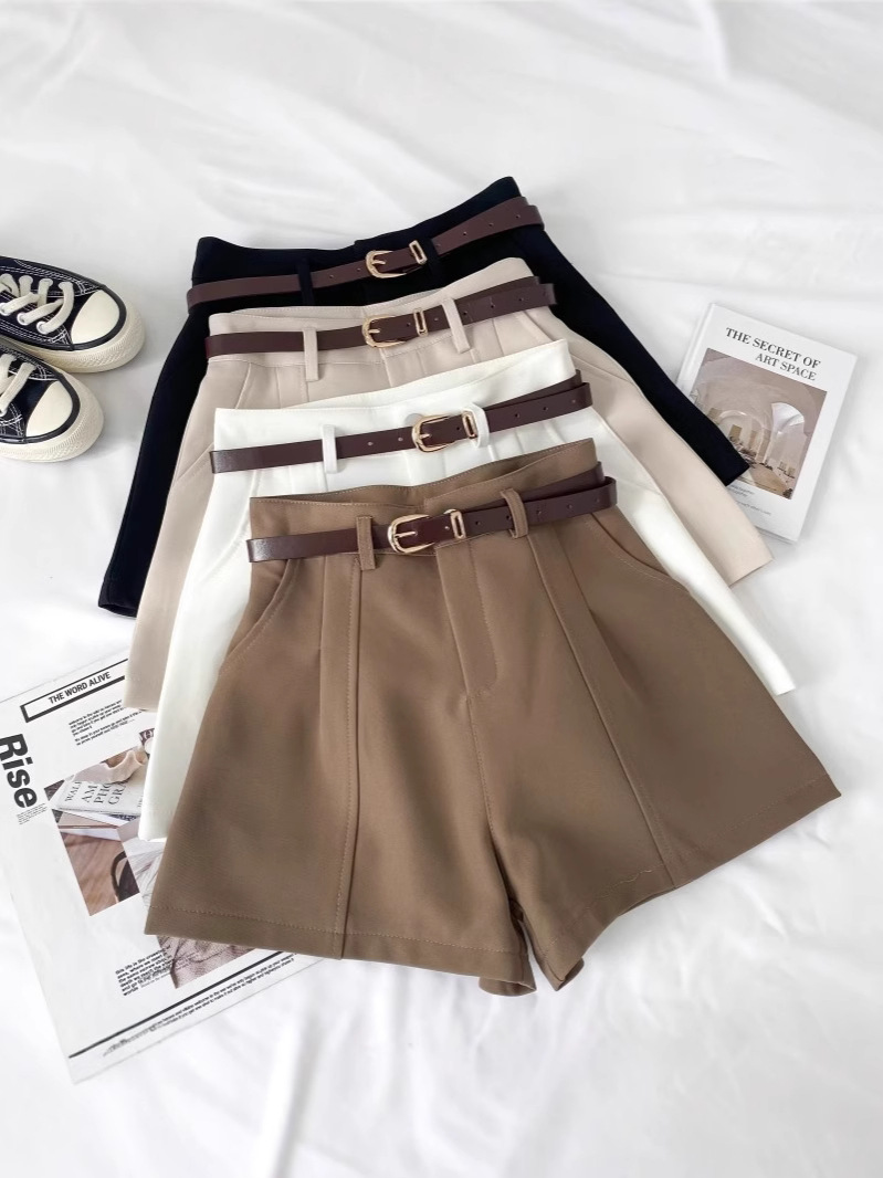 Fashion Versatile Solid Color High-Waisted Slimming Suit Shorts Wide-Leg Pants Casual Pants Petite Women 2025 Summer New Style