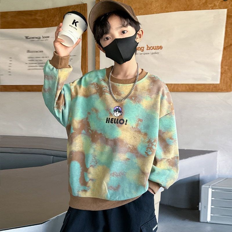 Picture of Children's Wear Boy's Autumn and Winter Wear Cartoon Printed Cool Handsome Trendy New Autumn Top Boy's Fried Street Middle and Big Boy