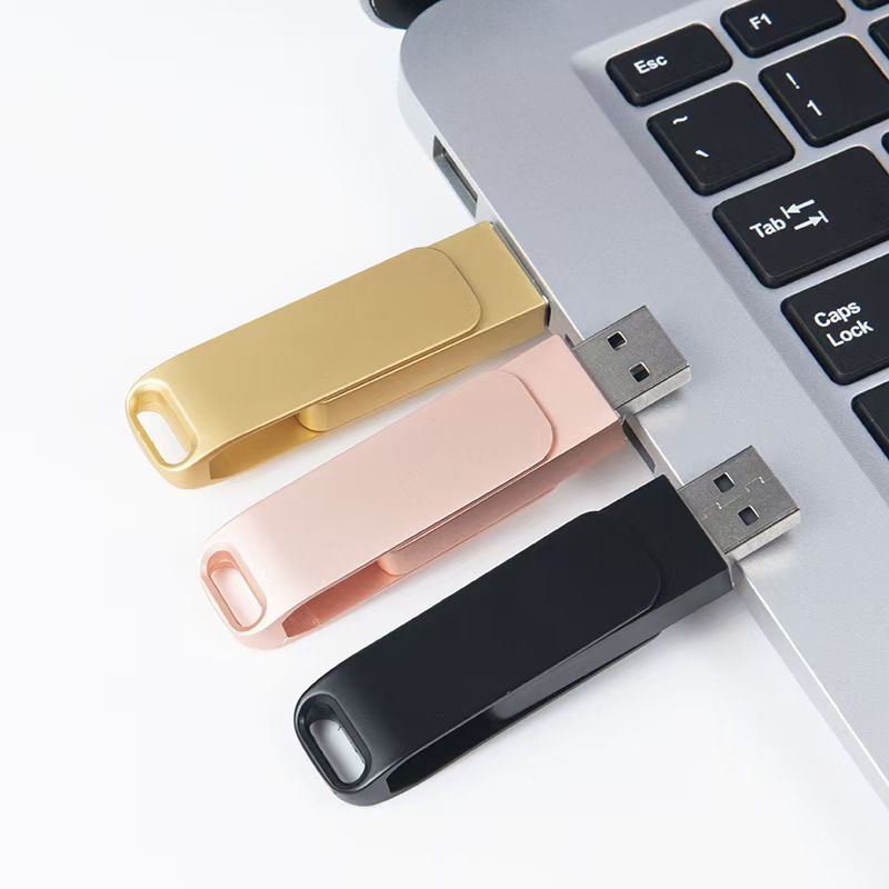 Factory Wholesale Customized Rotating USB Flash Drive 8g Metal Waterproof Advertising USB Flash Drive with Logo Printing Corporate Gift USB Flash Drive 64g