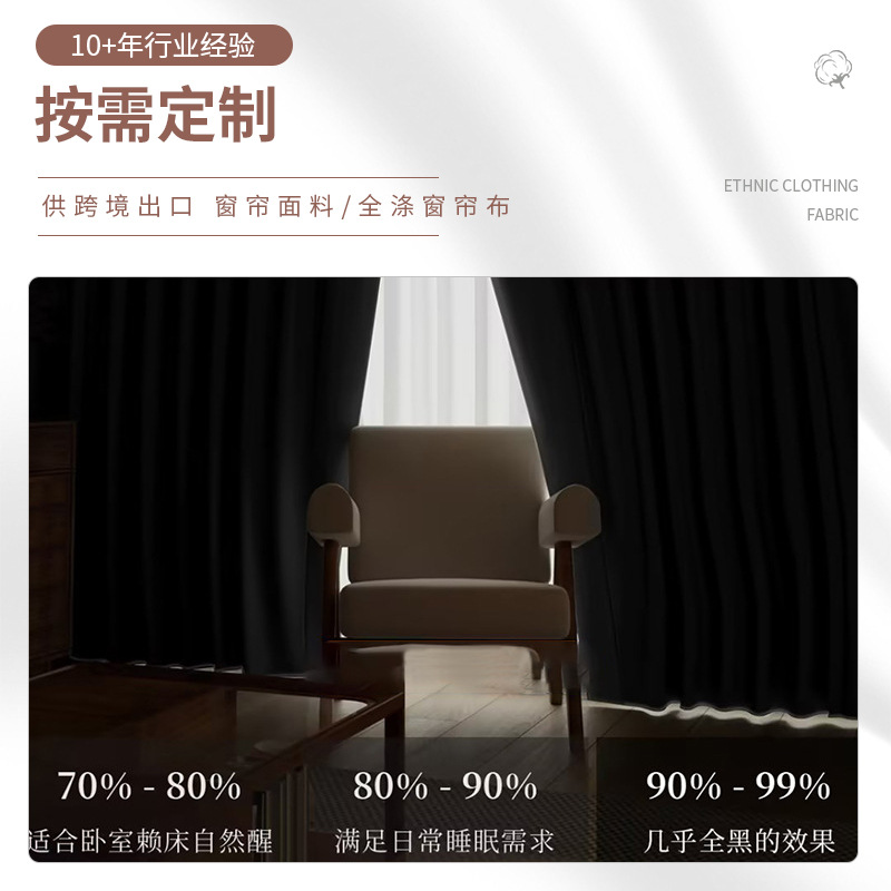 Picture of Cross-Border Southeast Asian Curtain Fabric, Polyester Window Screen, Hook-Style Curtain Fabric, Blackout and Sunshade Wholesale, Modern and Simple