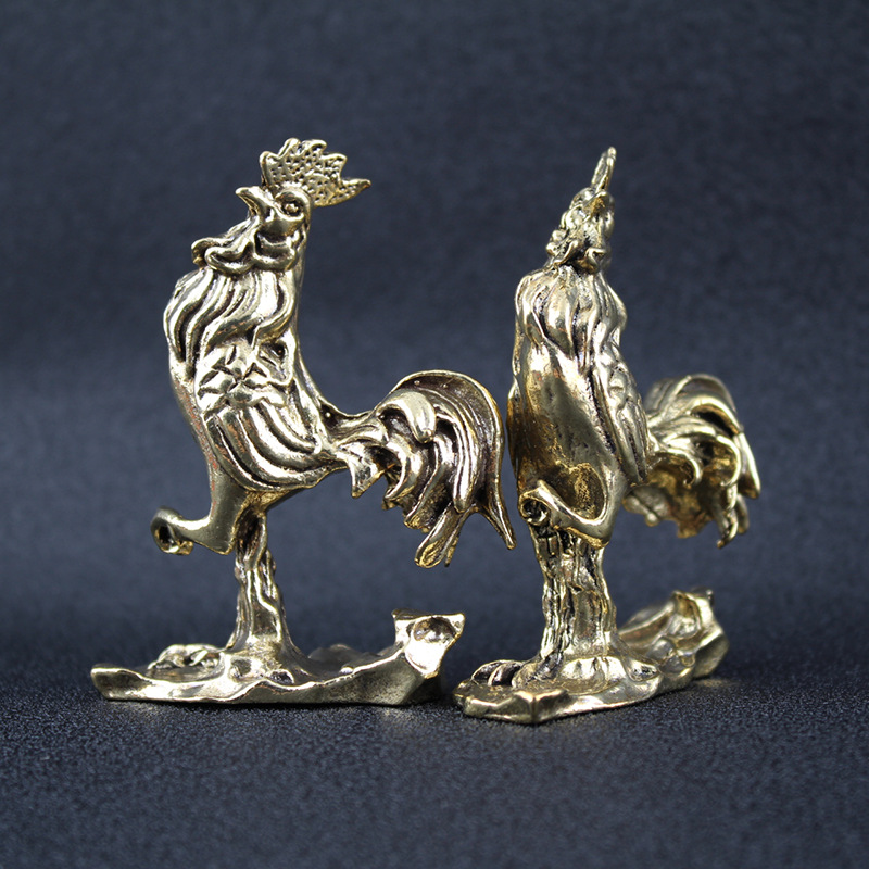 Picture of Golden Rooster Independent Striking Brass Ornaments Zodiac Chicken Office Ornaments Gift Birthday Gift Tea Pet