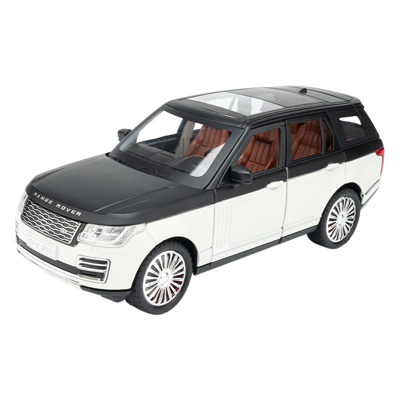 Car-driven alloy model children's toy off-road vehicle 1:24 Land Rover Range Rover SUV sound and light pull back 6 door opening foam box