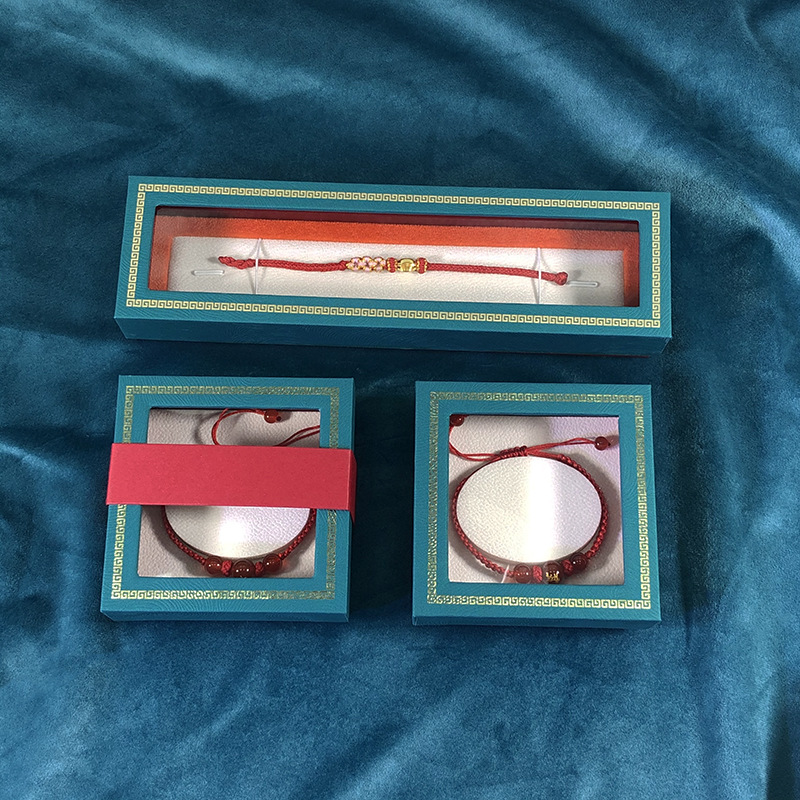 National Trend Gold Bracelet Packaging Color Matching Printed Gold Jewelry Packaging Box Animal Year Hand Rope Bracelet Box Jewelry Box