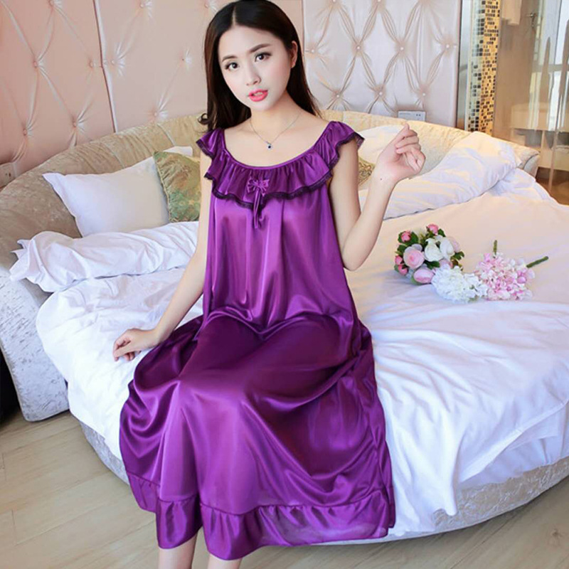 2023 new summer artificial silk nightdress women's sexy sexy pajamas ice silk lace home wear live broadcast foreign trade