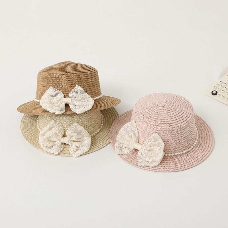 Picture of Children's Sunscreen Hat Summer Girl's Sunshade Straw Hat Bag suit Girl Baby Girl Western-style Lace Princess Beach Hat