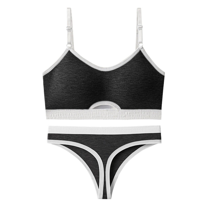 European and American style contrast color bra suit women's sports camisole sexy push up sports running underwear underpants
