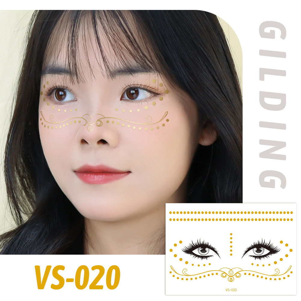 Picture of Cross-border Supply Waterproof Bronzing Electric Syllable Tattoo Sticker European and American Carnival Party Face Sticker Masquerade Freckles