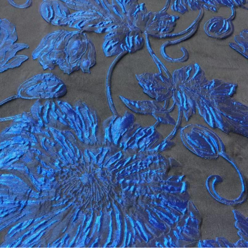 Picture of Concave-convex relief large flower jacquard fabric three-dimensional texture exquisite bright silk dark pattern flower decorative clothing fabric