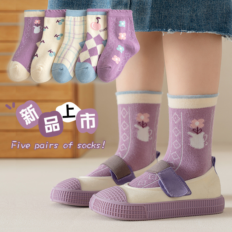 New autumn and winter children's socks cute cartoon boys and girls cotton socks baby socks 0-12 years old tube socks wholesale