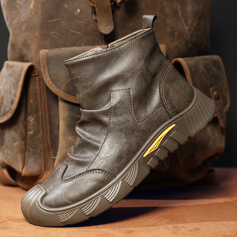 Boots 2025 Autum New Men's High-Top Trendyy Versatile Work Shoes British Retro Short Boots Mid-Top Boots