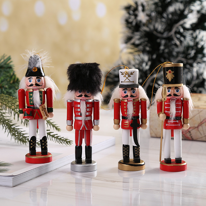 Picture of Cross-border Christmas Gift 12.5cm Wooden Nutcracker Soldier Small Tin Soldier Set Four Holiday Decorative Desktop Ornaments