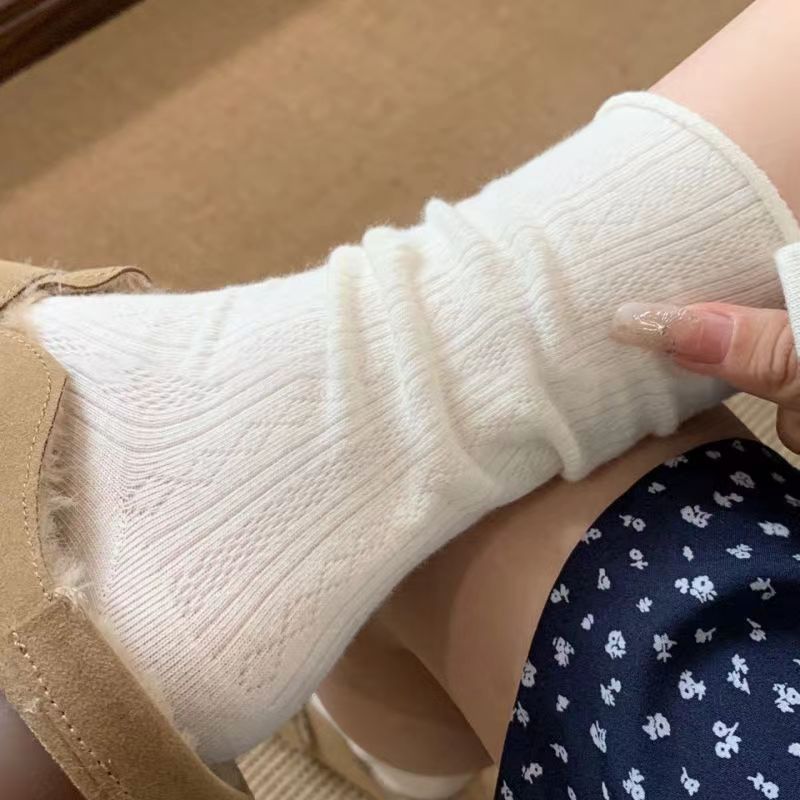 Romantic dark pattern curling socks ~ spring and autumn simple sweet mesh breathable boneless ins wind pile socks children