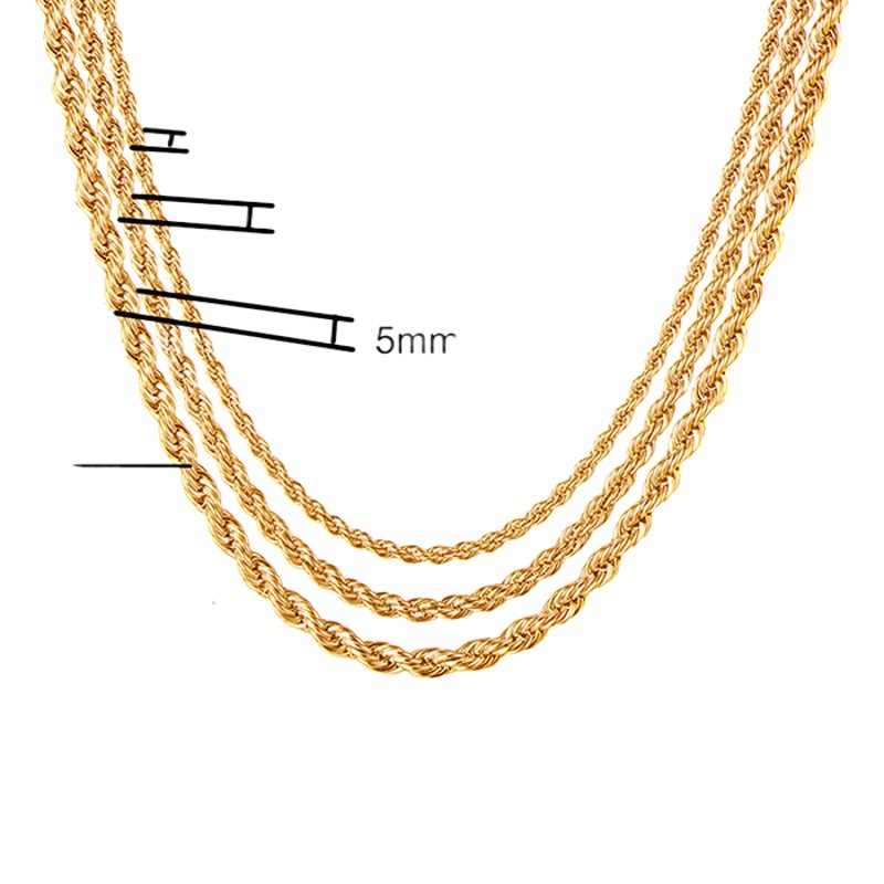 Stainless Steel Twist Chain Titanium Steel Necklace Men's Non-Fading Chain Amazon Cross-Border Jewelry Accessories Pendant with Chain