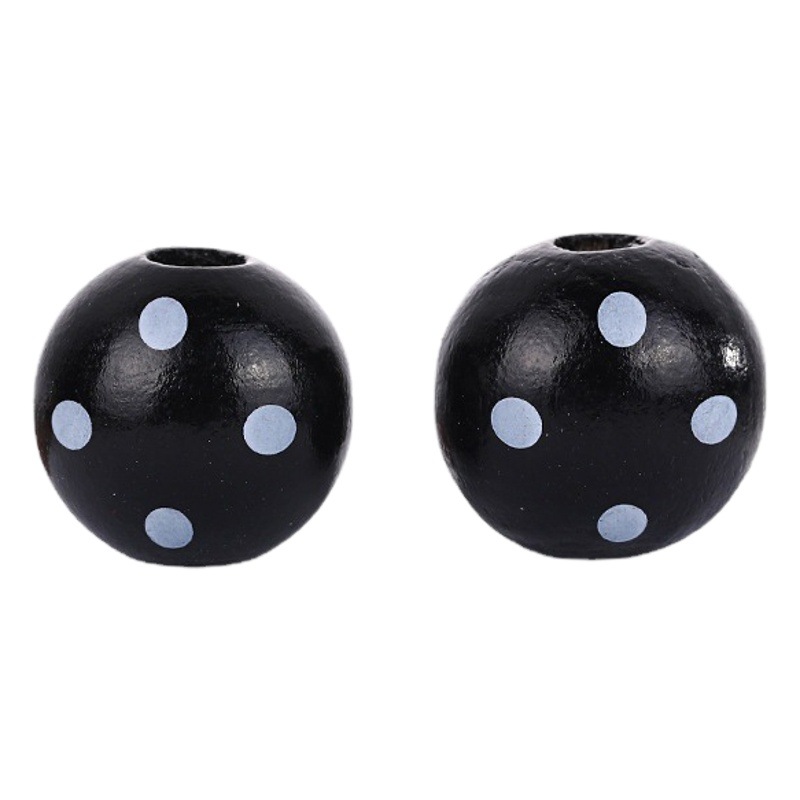 Cross-border hot sale 16mm Lotus round beads striped polka dot printed wooden beads children's beads DIY jewelry loose beads accessories