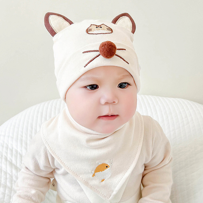 Picture of Katu Bear Infant Hat Spring & Fall 3-6-12 Months Male and Female Baby Pullover Hat Cotton 100-Day Sleeping Hat