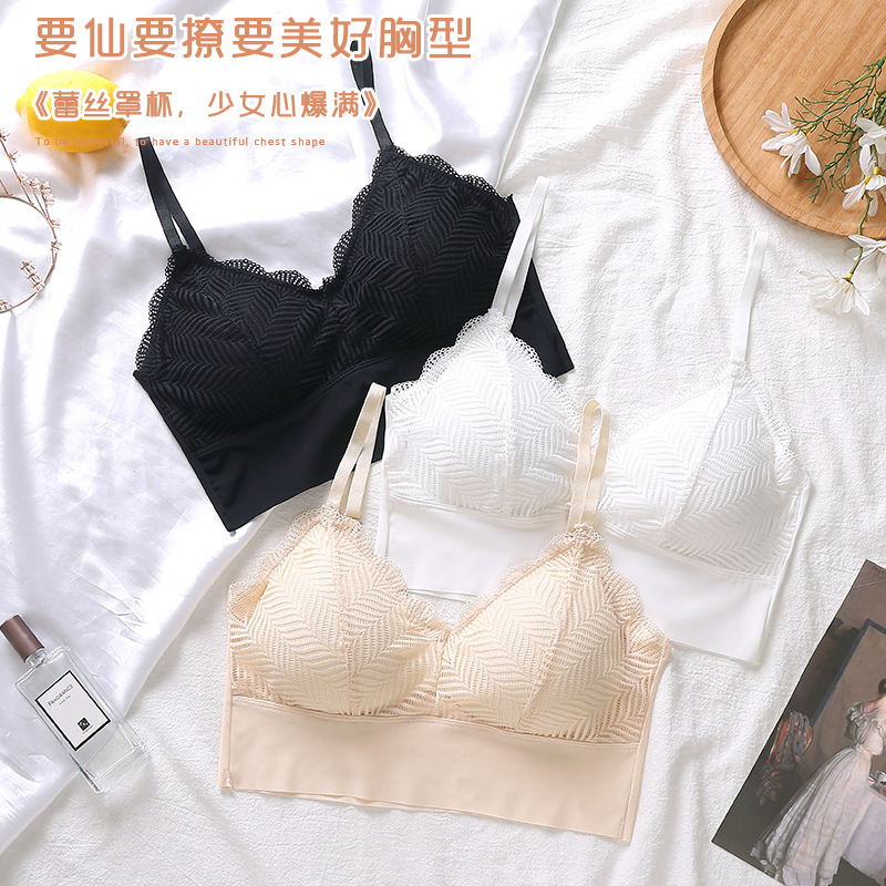 Ice Silk Sling Lace Tube Top Beautiful Back No Steel Ring Wrap Chest Belt Chest Pad Girl Anti-running Light Underwear Women's Cross-border Foreign Trade