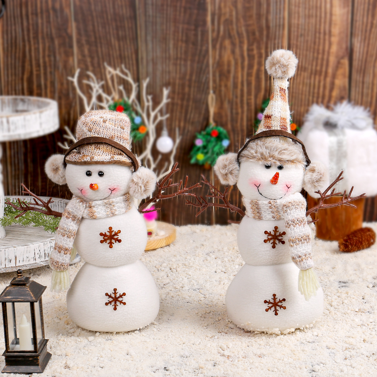 Christmas decorations cross-border Christmas short hat snowman doll creative desktop decoration Christmas scene layout