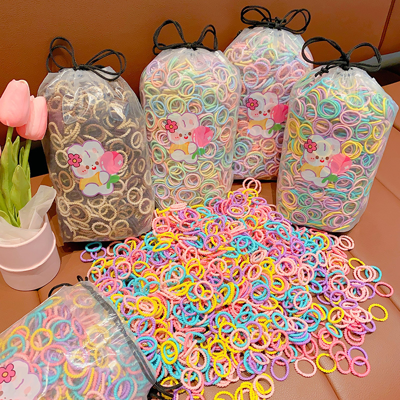 Picture of 600 children's good elasticity does not hurt the hair rubber band baby hair thumb hair band Little girl hair rope hair rope