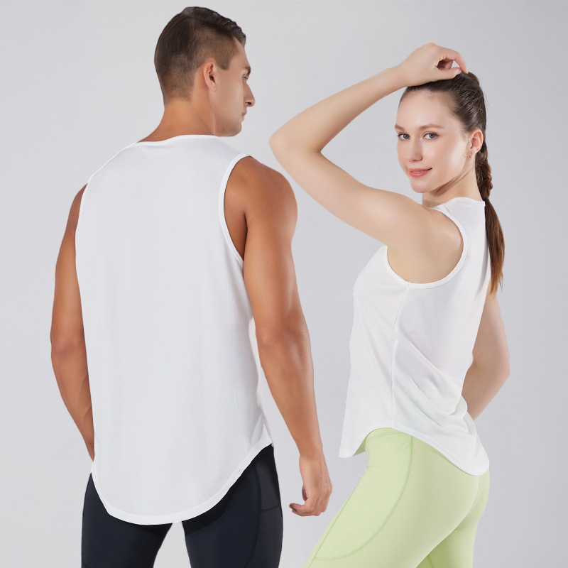 Loose plus size Quick-drying Breathable Vest Fitness Training Basketball Running Mesh Waistcoat Curved Hem Sleeveless Top