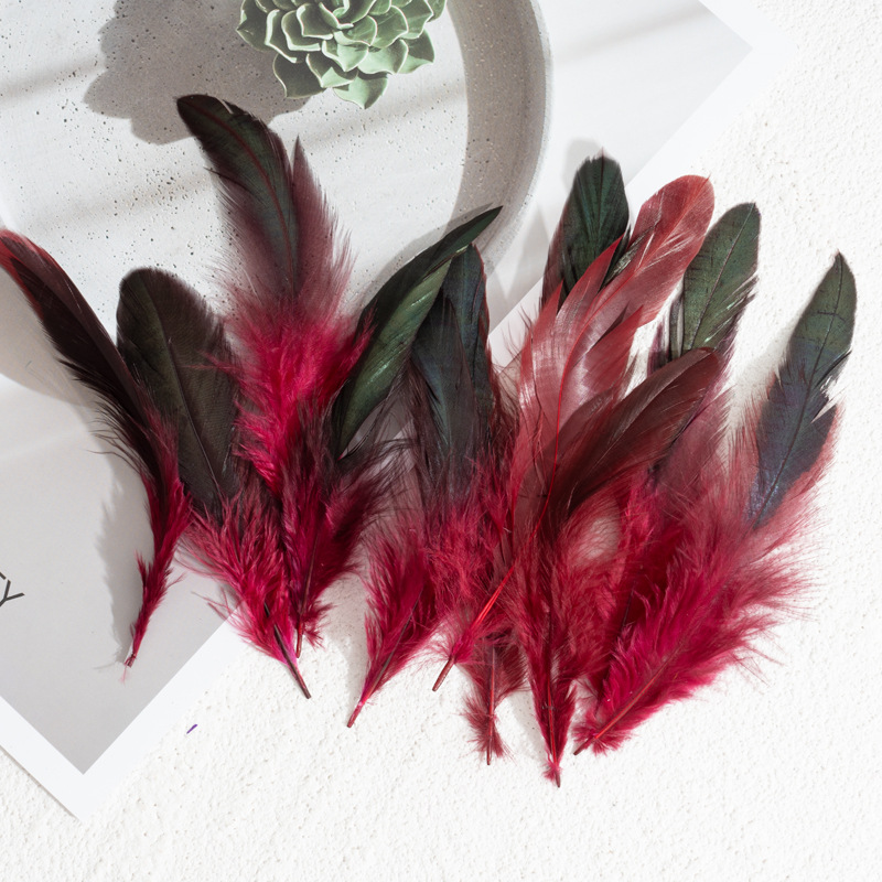 Picture of 50pcs/set of feathers wholesale colorful 10-15 rooster tail feathers real chicken feather DIY shuttlecock handmade material