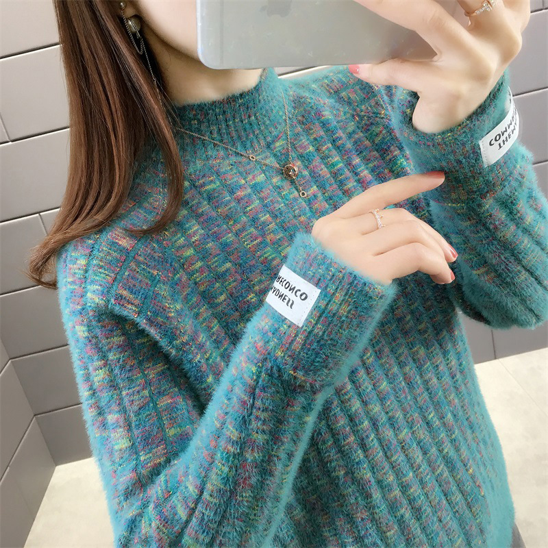 Picture of Women's Sweater 2024 Autumn and Winter New Women's Loose Outerwear Half Turtle Collar Top Popular Thickened Bottoming Shirt