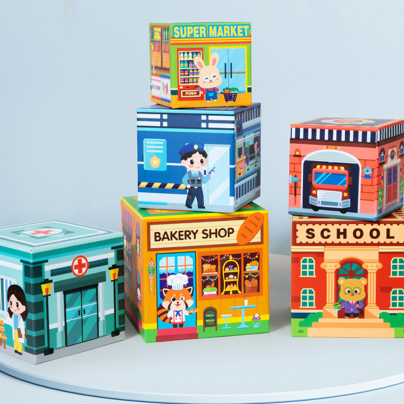 Picture of Cross-border children's city scene six-in-one traffic cognitive kit logical thinking training heap music educational toys