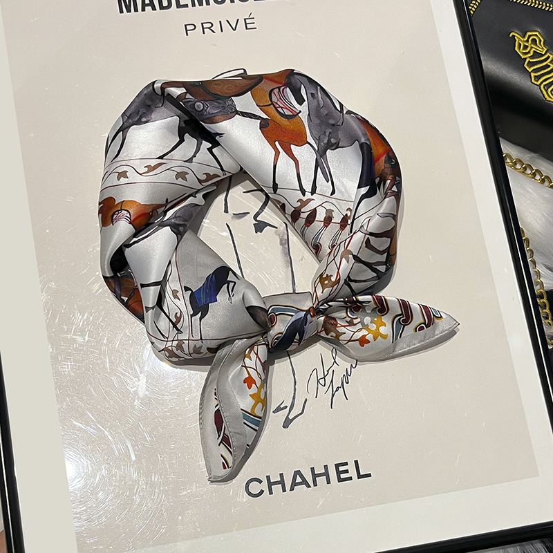 Picture of 2024 New Style Silk Scarves Women's Spring and Summer Fashion Printed 100 Mulberry Silk Small Square Scarf South Korea Ribbon Scarf