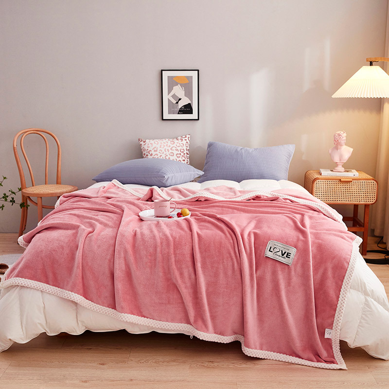 Picture of Quality Inspection Solid Color Milk Fleece Blanket Ferret Blanket Warm Thickened Winter Gift Bed Sheet Small Quilt Knee Blanket