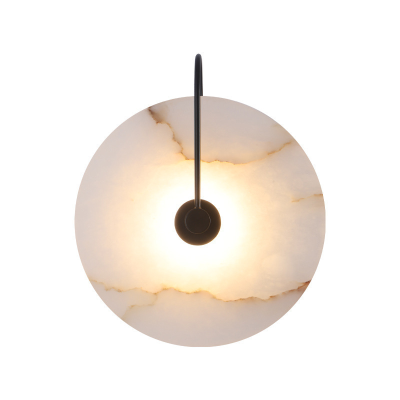 Picture of Cross-border Nordic simple round marble living room wall lamp high-level feeling model room hotel atmosphere bedroom bedside lamp