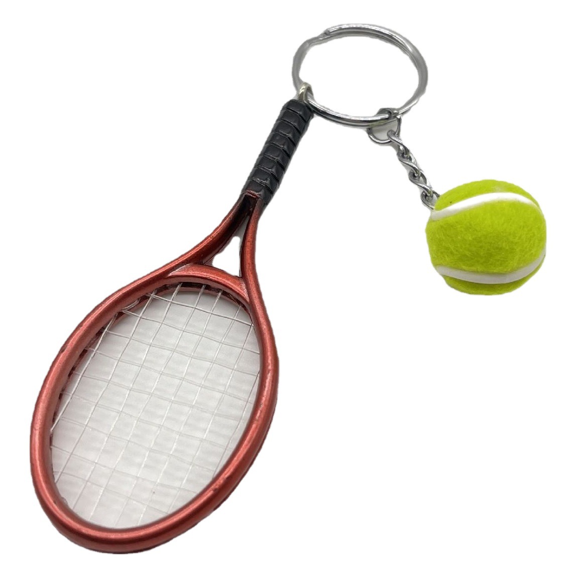 Cross-Border Popular Line Tennis Keychain Pendant Simulation Mini Tennis Racket Keychain Wholesale Sporting Goods Gifts