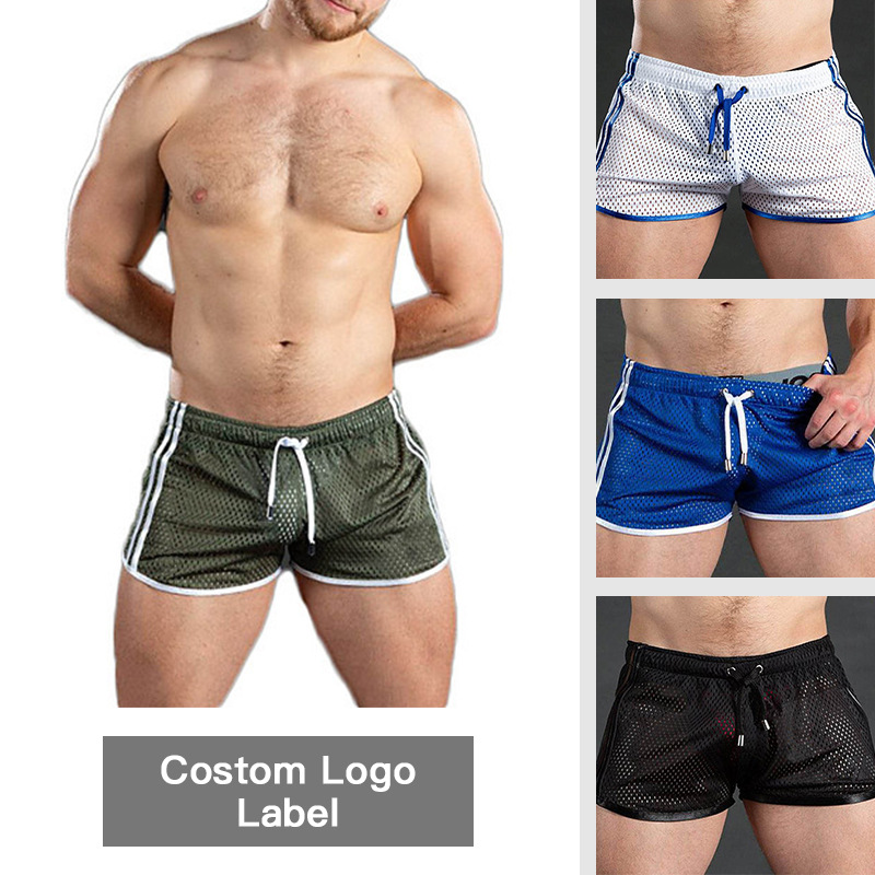 Amazon Men's quick-drying mesh beach shorts fitness outdoor three-point pants nylon breathable running sports pants