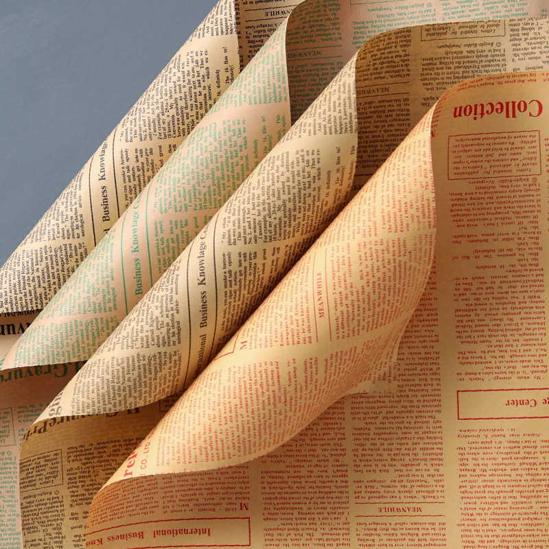 Brown Packing Paper Custom Printing Flower Wrapping Paper Logo Printing Bouquet Packaging Material Flower Wrapping Paper English Newspaper Customization