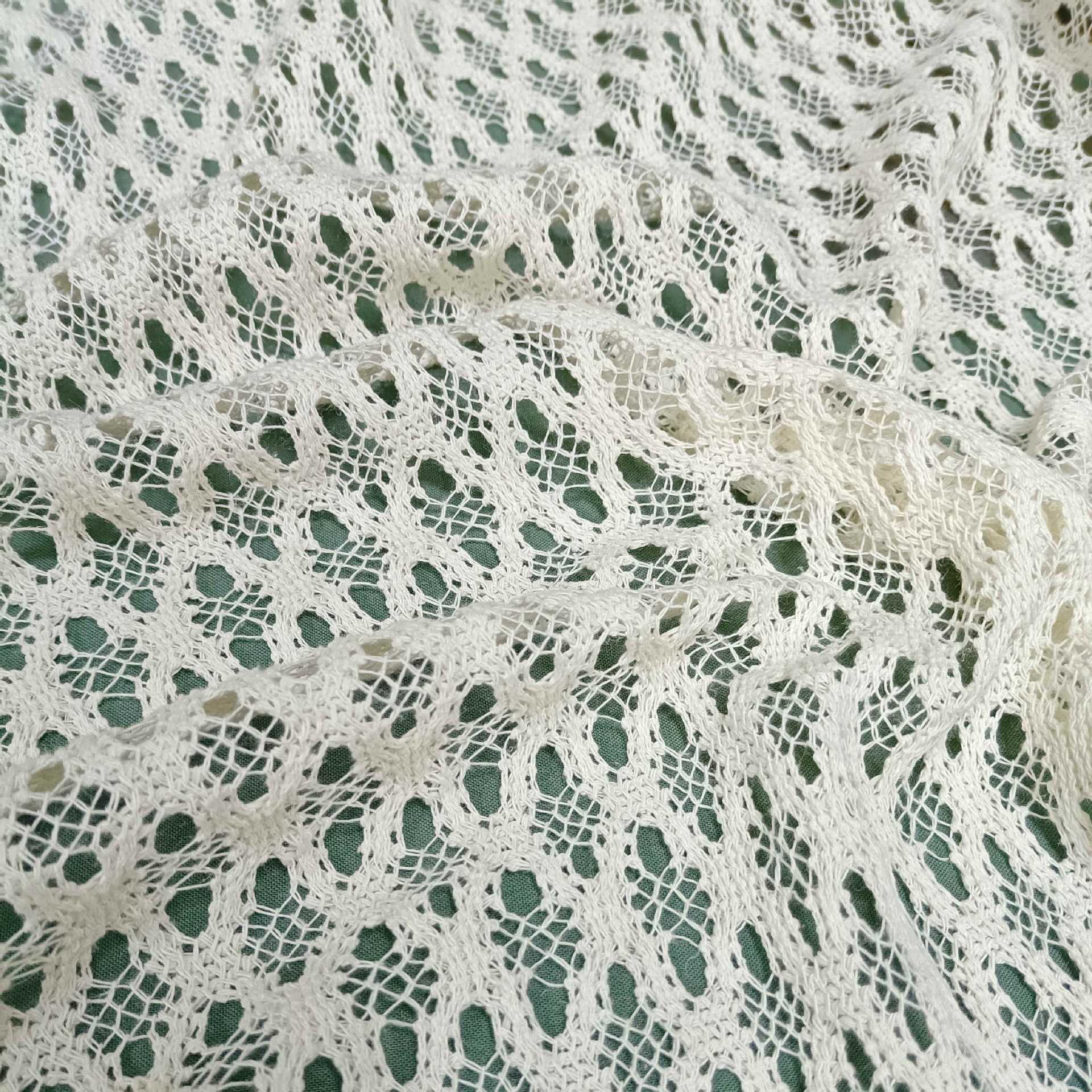 Lace Fabric Hollow Knit Crochet Pattern Cross Grid Clothing Apparel Accessories DIY Lace Fabric Hollow Design