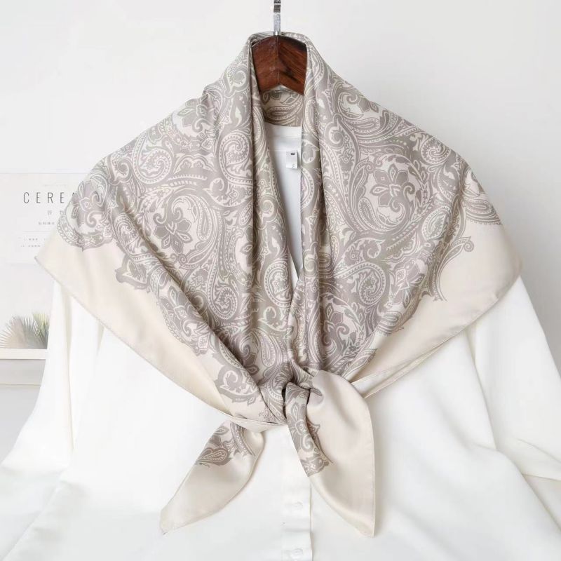 Picture of Autumn and winter all-match shawl animal printed black and white simple large square 90*90CM imitation silk twill silk scarf for women