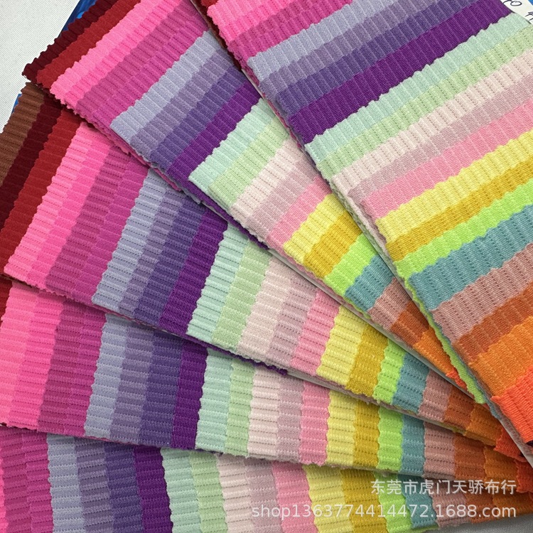 Spring and Autumn knitted high elastic horizontal stripe jacquard cloth 200-210g horizontal rich stripe jacquard cloth swimsuit clothing material