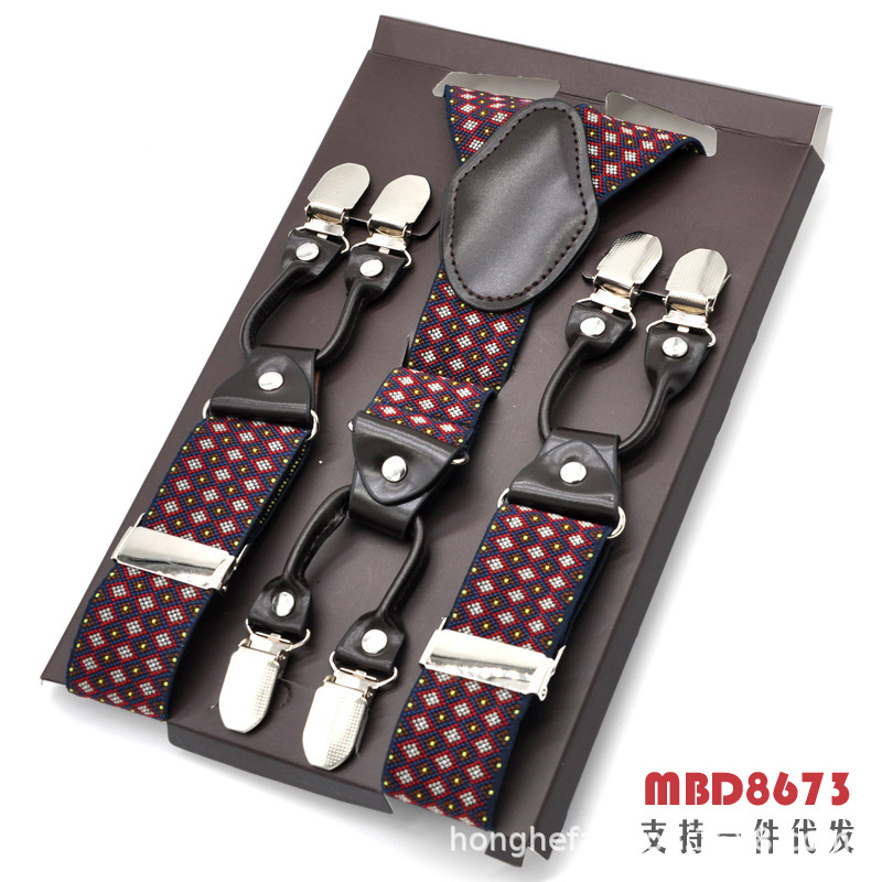 Picture of Cross-Border Supply Men's Suspenders Six-Clip Suspenders Elastic Adjustable Fat People Suspenders Men and Women Suspenders