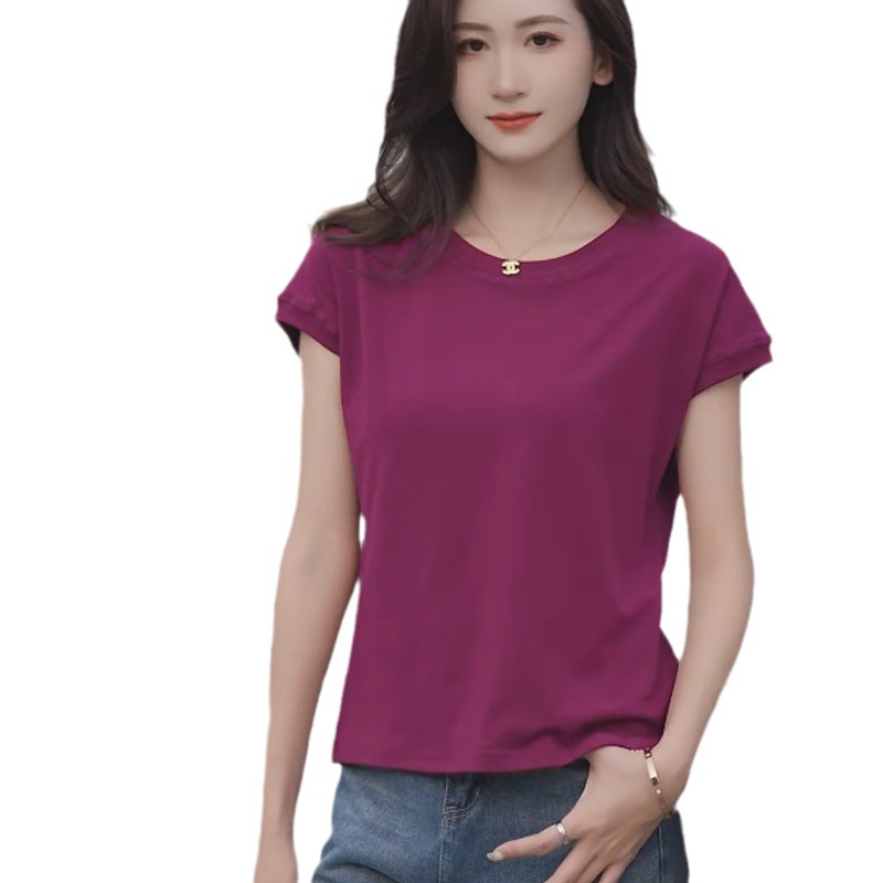 Picture of Feifei Sleeve T-shirt Women's Short Sleeve 2025 New Design Sense Niche Fashionable Slimming European Style Crewneck Top for Women