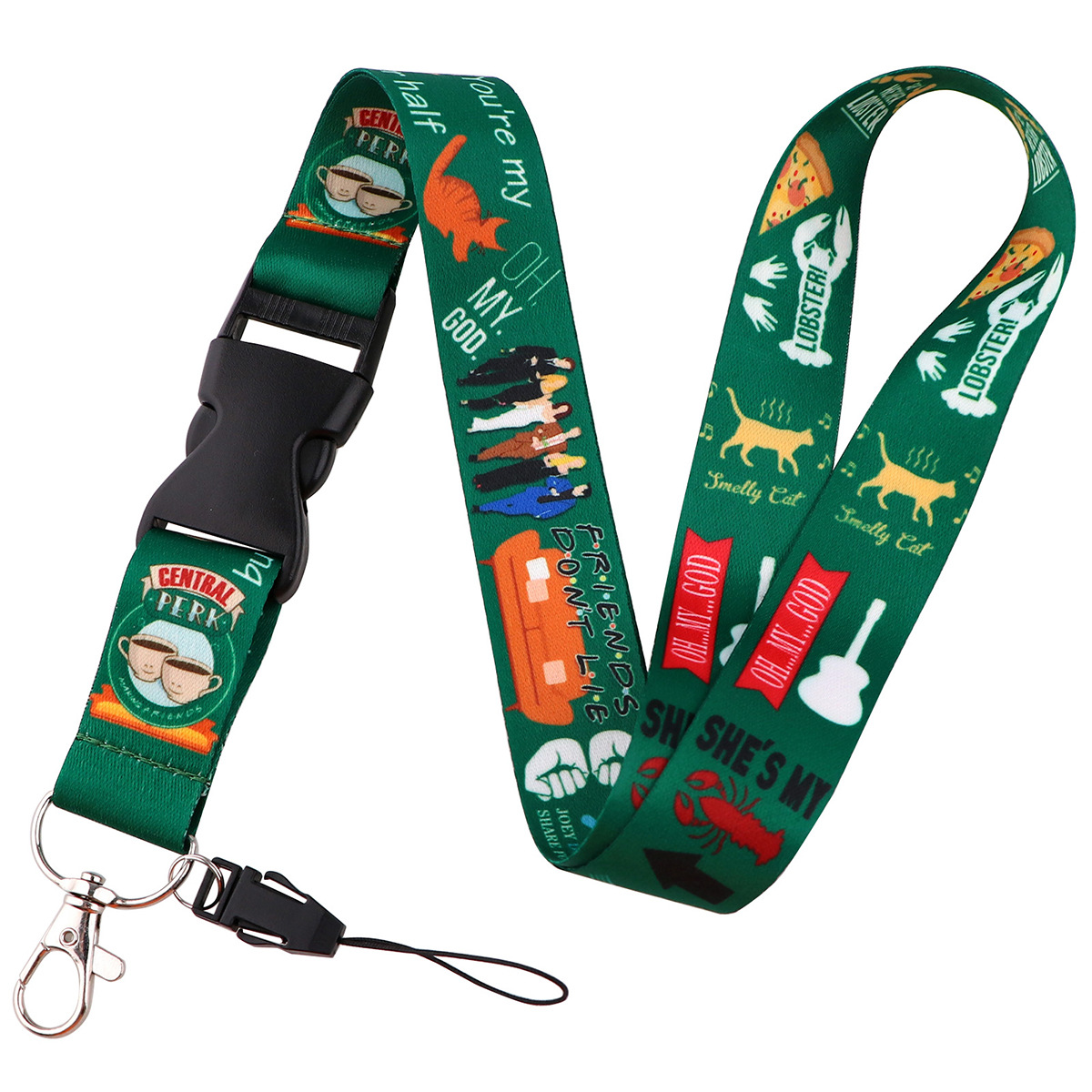 Picture of Buckle Rainbow Butterfly Moon Lanyard Card Set Ribbon Student Hanging Rope Cartoon Animal Combination Work Card Mobile Phone Rope