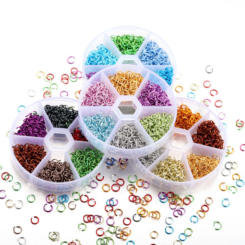 Picture of DIY jewelry accessories jump ring connecting ring open ring 6mm six grid boxed color aluminum ring earrings Accessories Wholesale