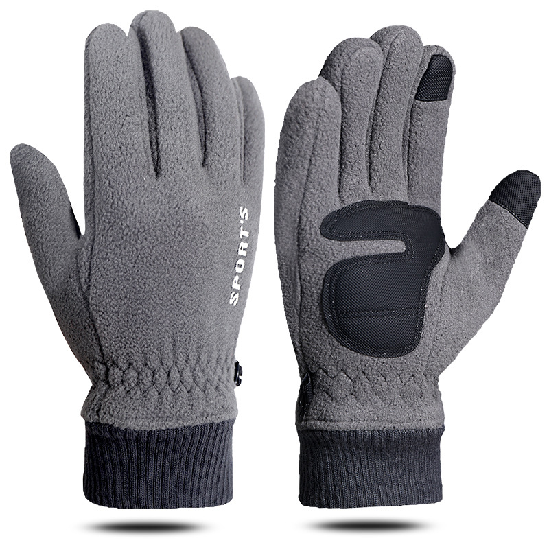 Picture of Polar fleece gloves men's autumn and winter velvet padded warm gloves riding sports driving non-slip touch screen gloves women
