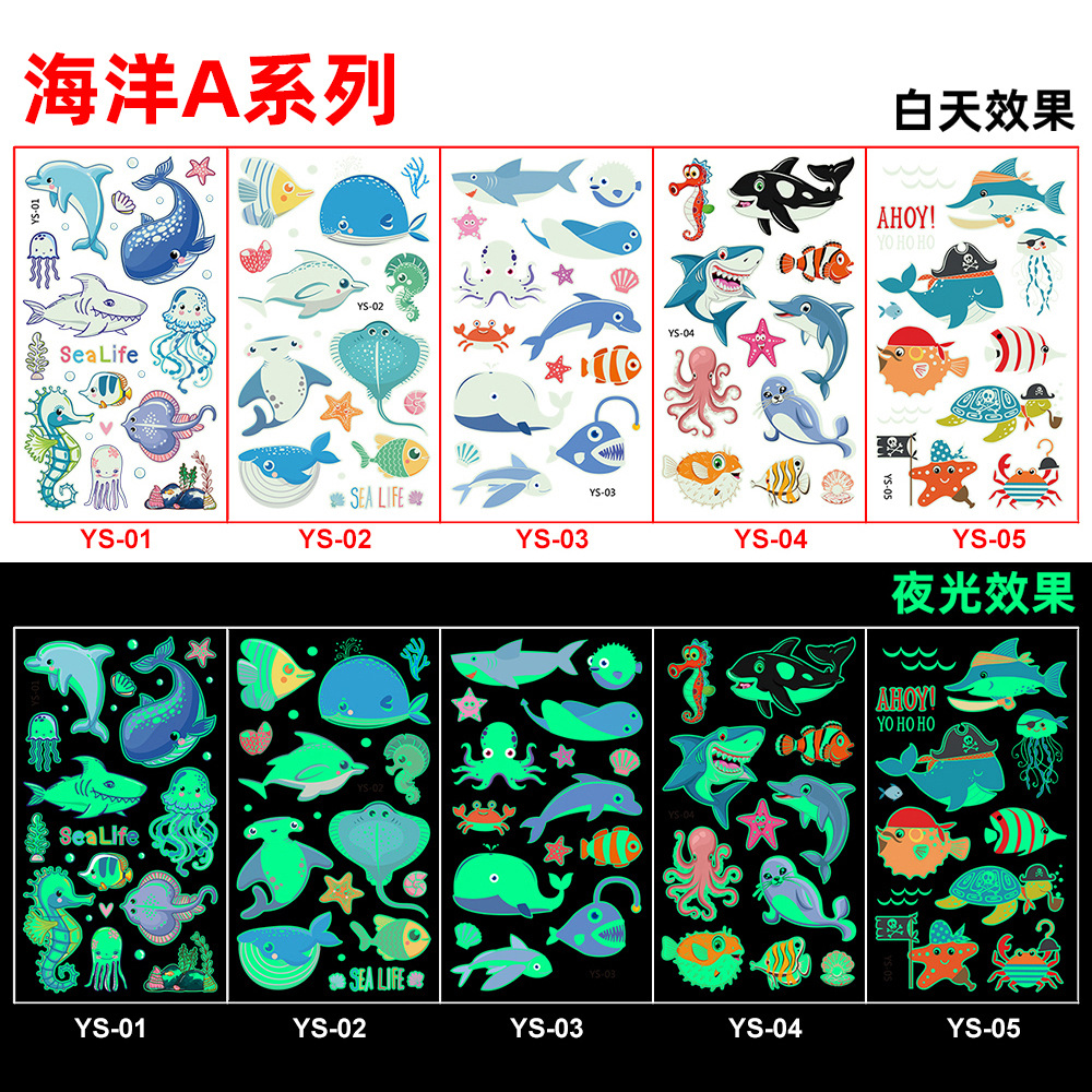Picture of Amazon New Luminous tattoo Sticker Kids Cartoon Bonus Party Gift tattoo Cross Border Temporary Sticker
