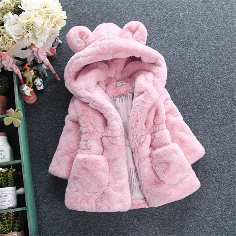 Foreign Trade Cross-border Girls' Winter cotton and thickening Coat Children's Ear Woolen Sweater Children's Baby Warm Cotton Coat