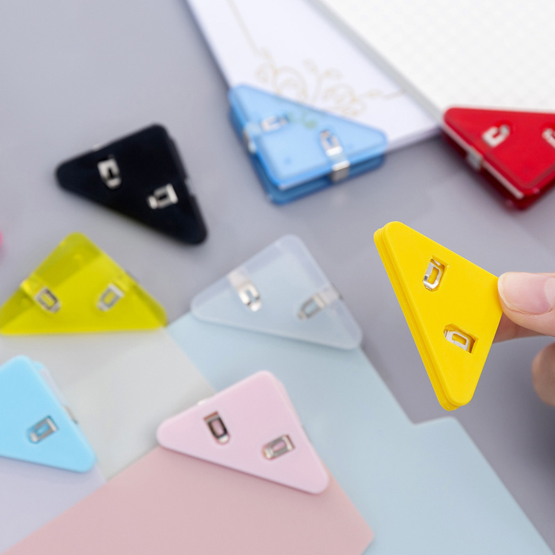 Picture of Internet Red Triangle Clip Student Test Paper Storage Side Angle Clip Folder Stationery Book Anti-roll Artifact Office Long Tail